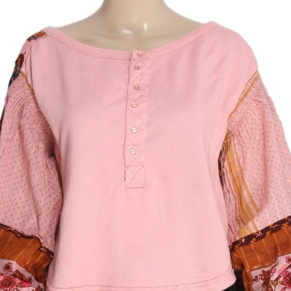 Free People Light Magic Henley Balloon Sleeve Top New XS - Picture 4 of 7